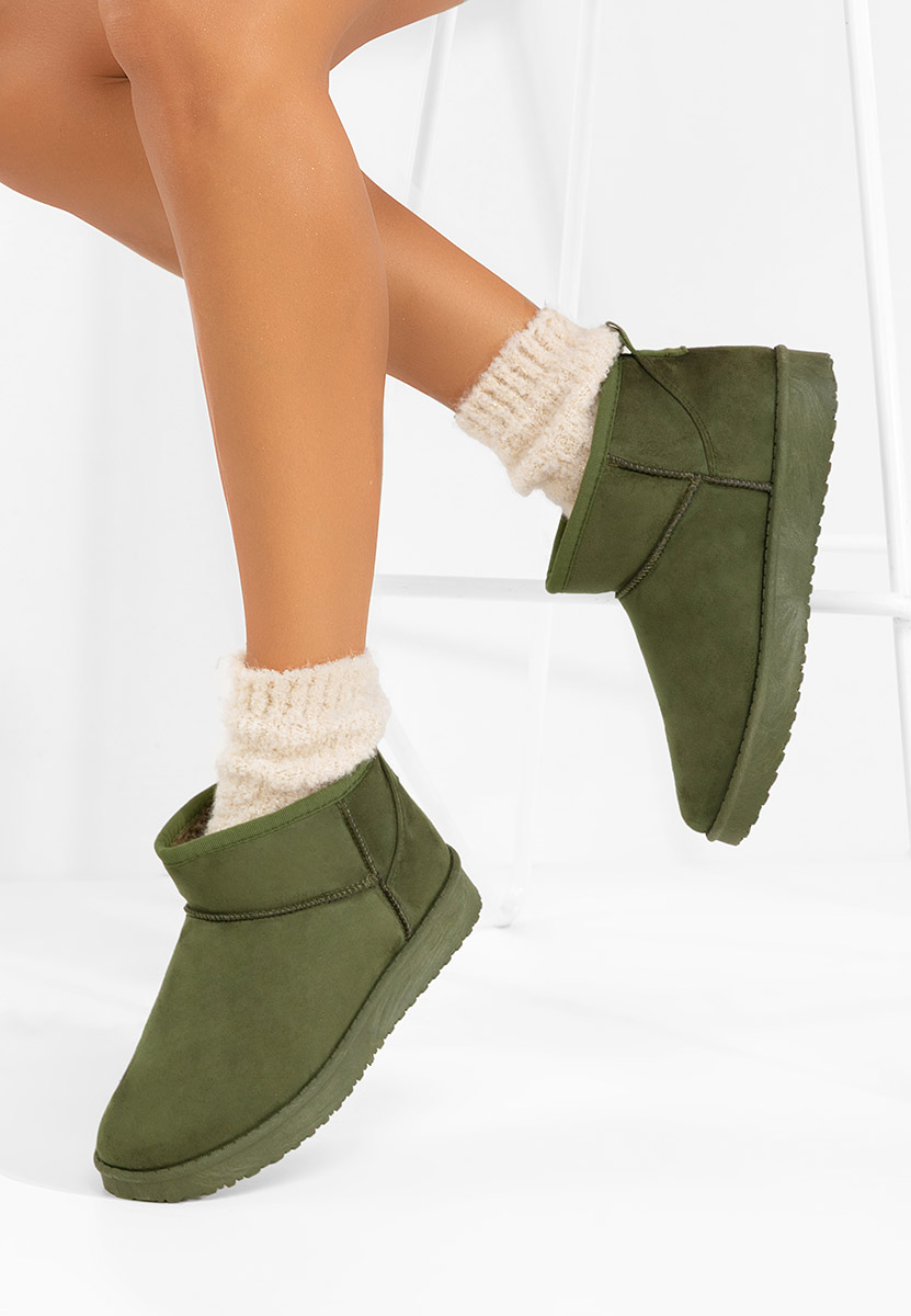Zielone botki damskie ocieplane Andora
