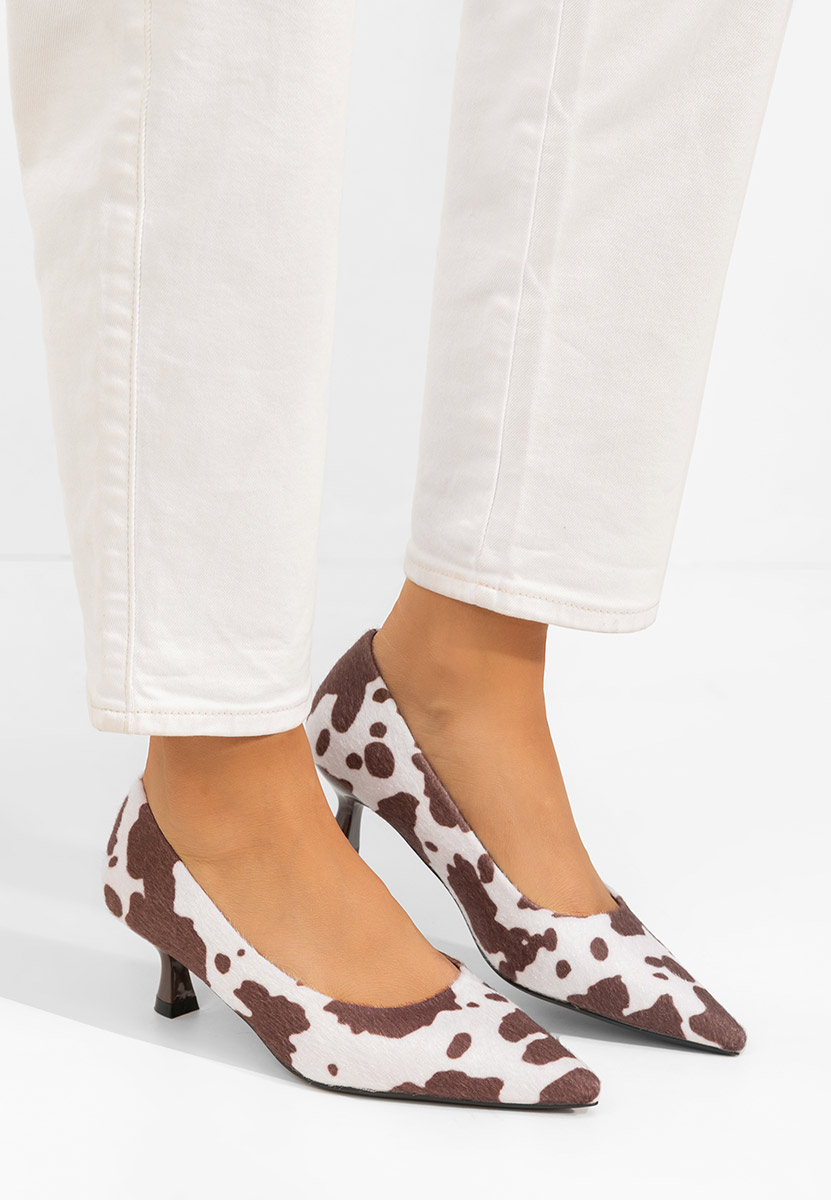 Wężowe czółenka na niskim obcasie Glimera