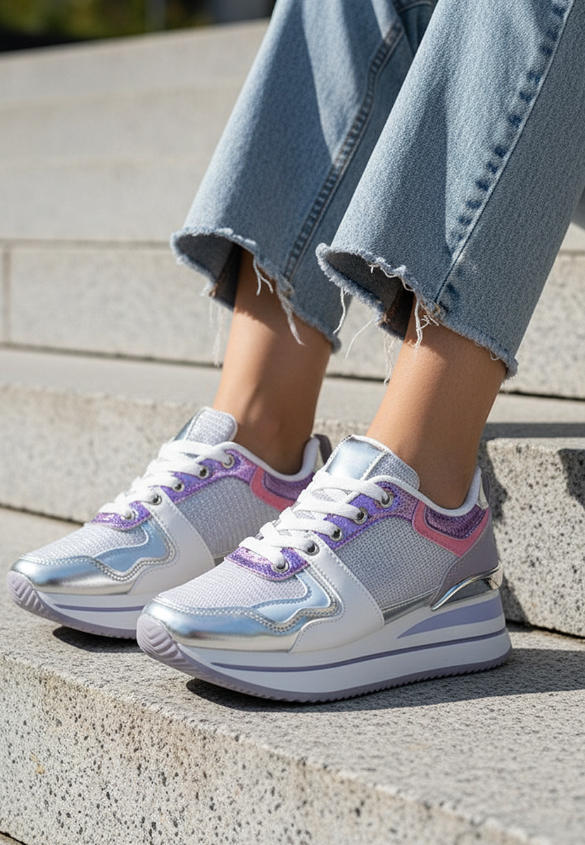 Fioletowe sneakersy na platformie Daisie