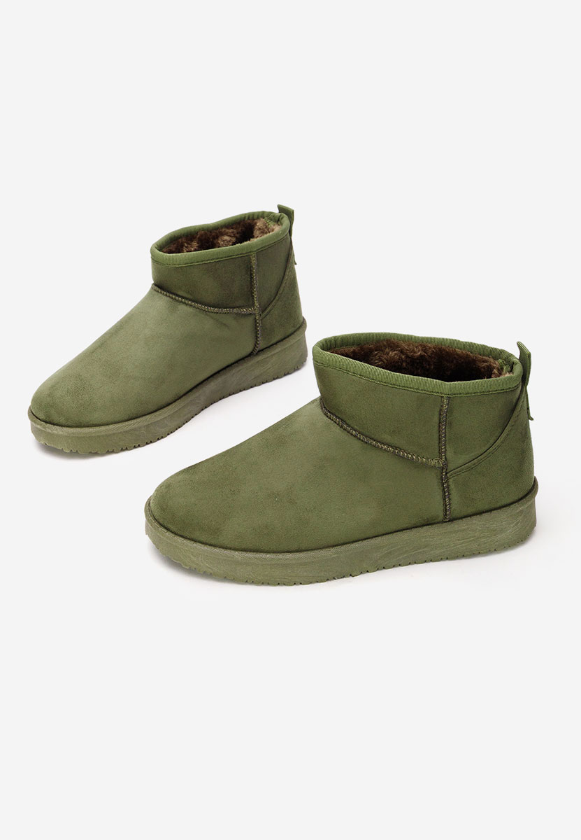 Zielone botki damskie ocieplane Andora
