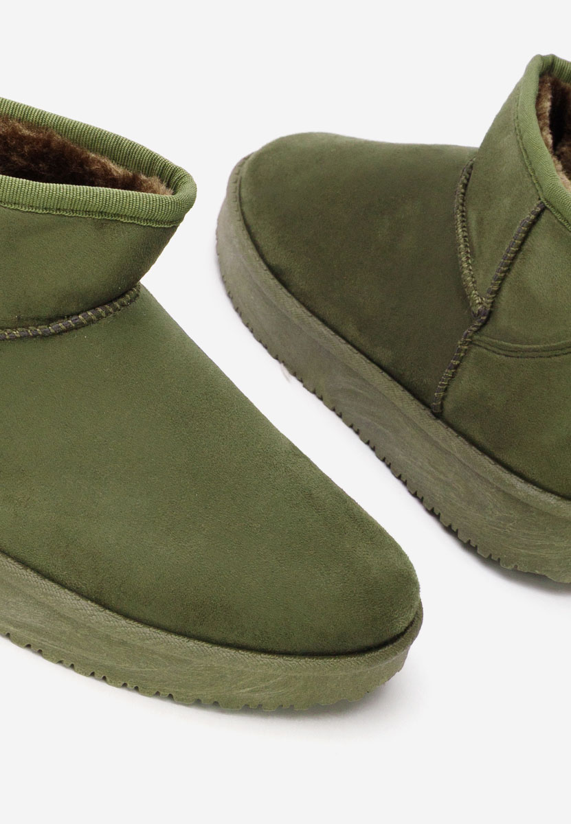 Zielone botki damskie ocieplane Andora