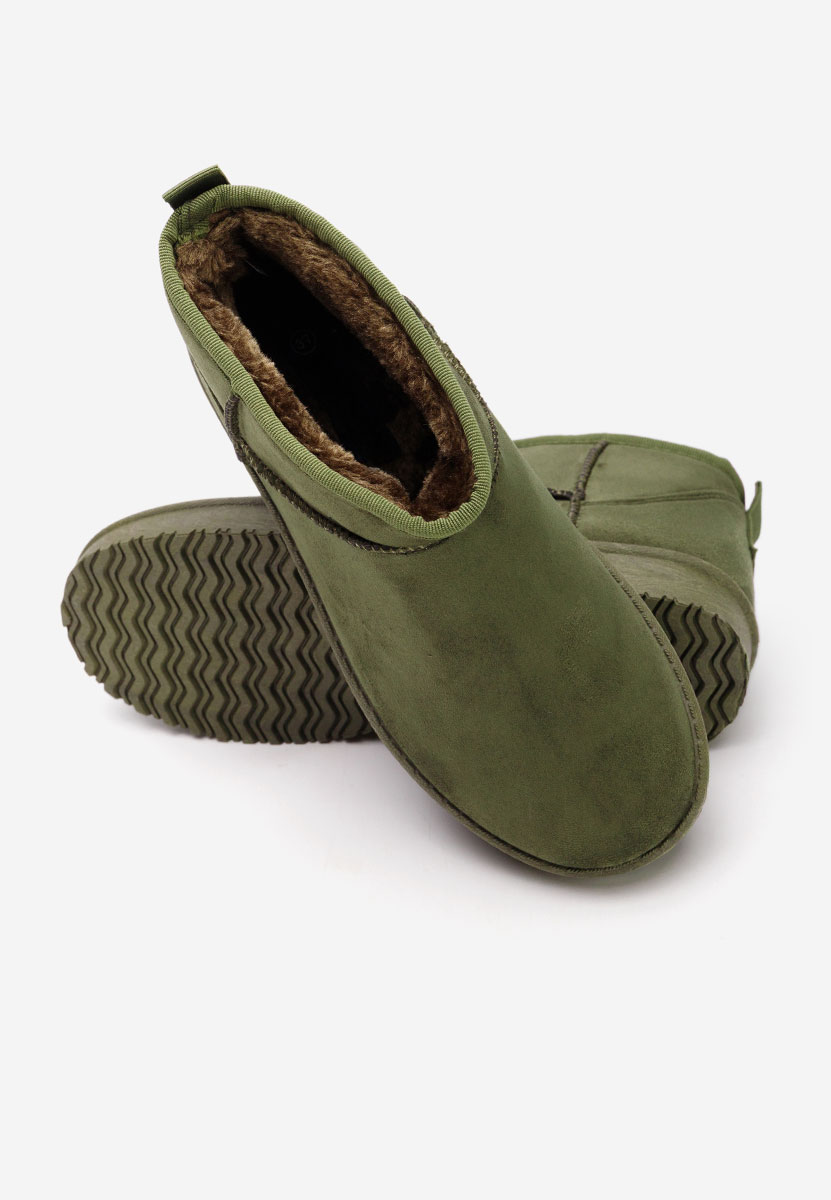 Zielone botki damskie ocieplane Andora