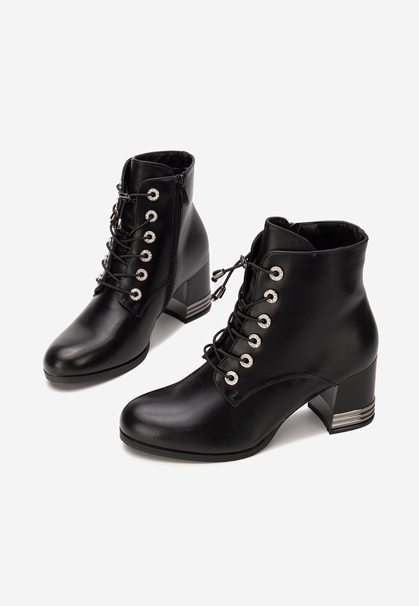 Czarne botki na słupku Takina V2