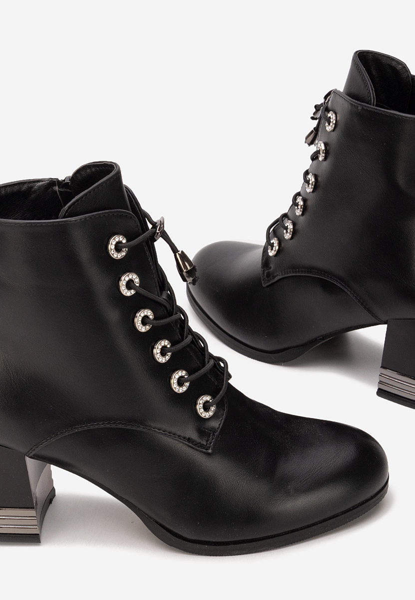 Czarne botki na słupku Takina V2