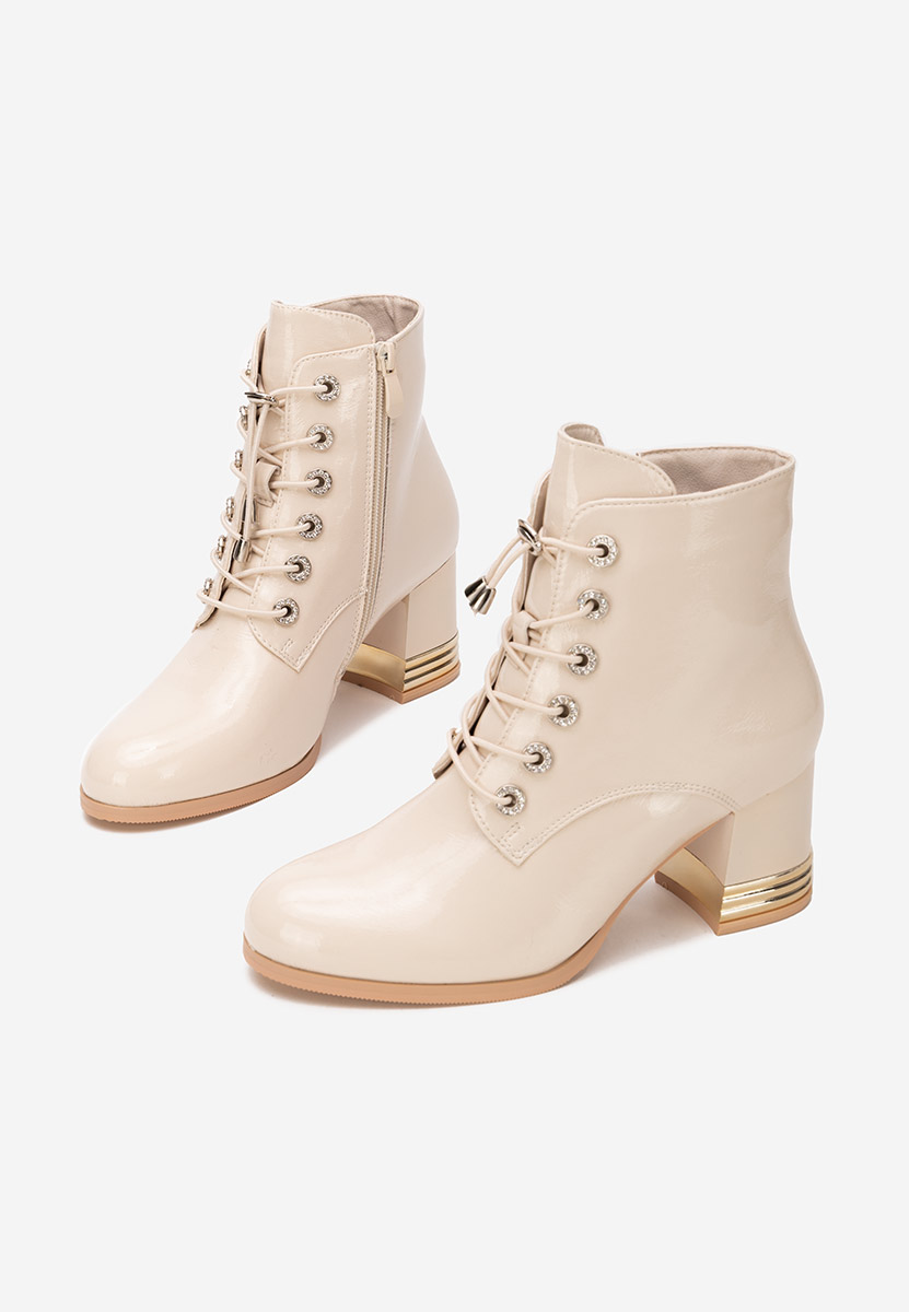 Beżowe botki na słupku Takina