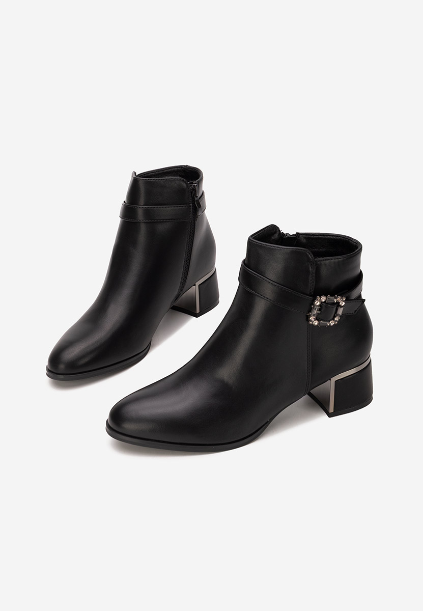 Czarne botki na słupku Freina V2