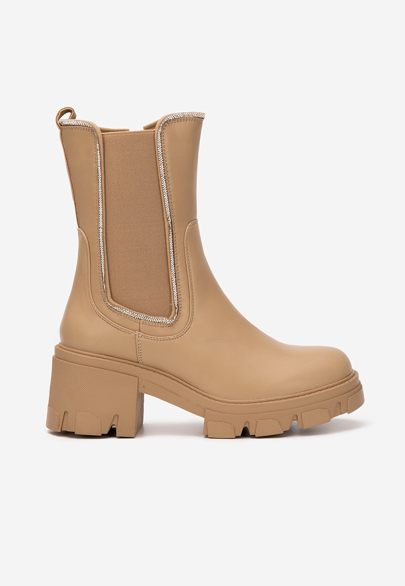 Khaki botki na słupku Justine