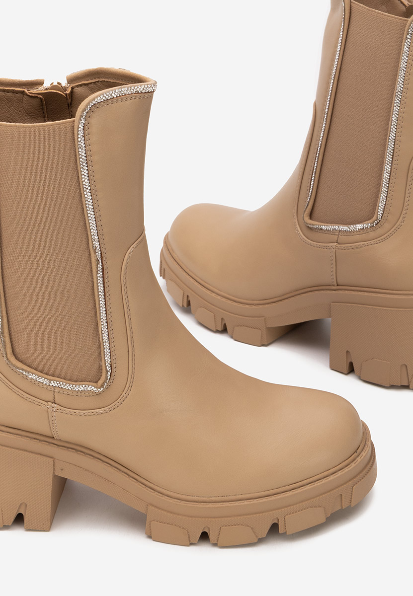 Khaki botki na słupku Justine