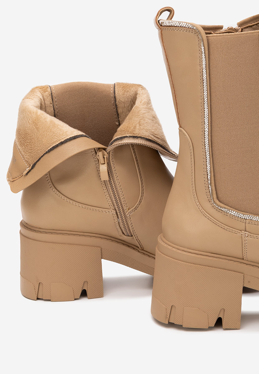 Khaki botki na słupku Justine