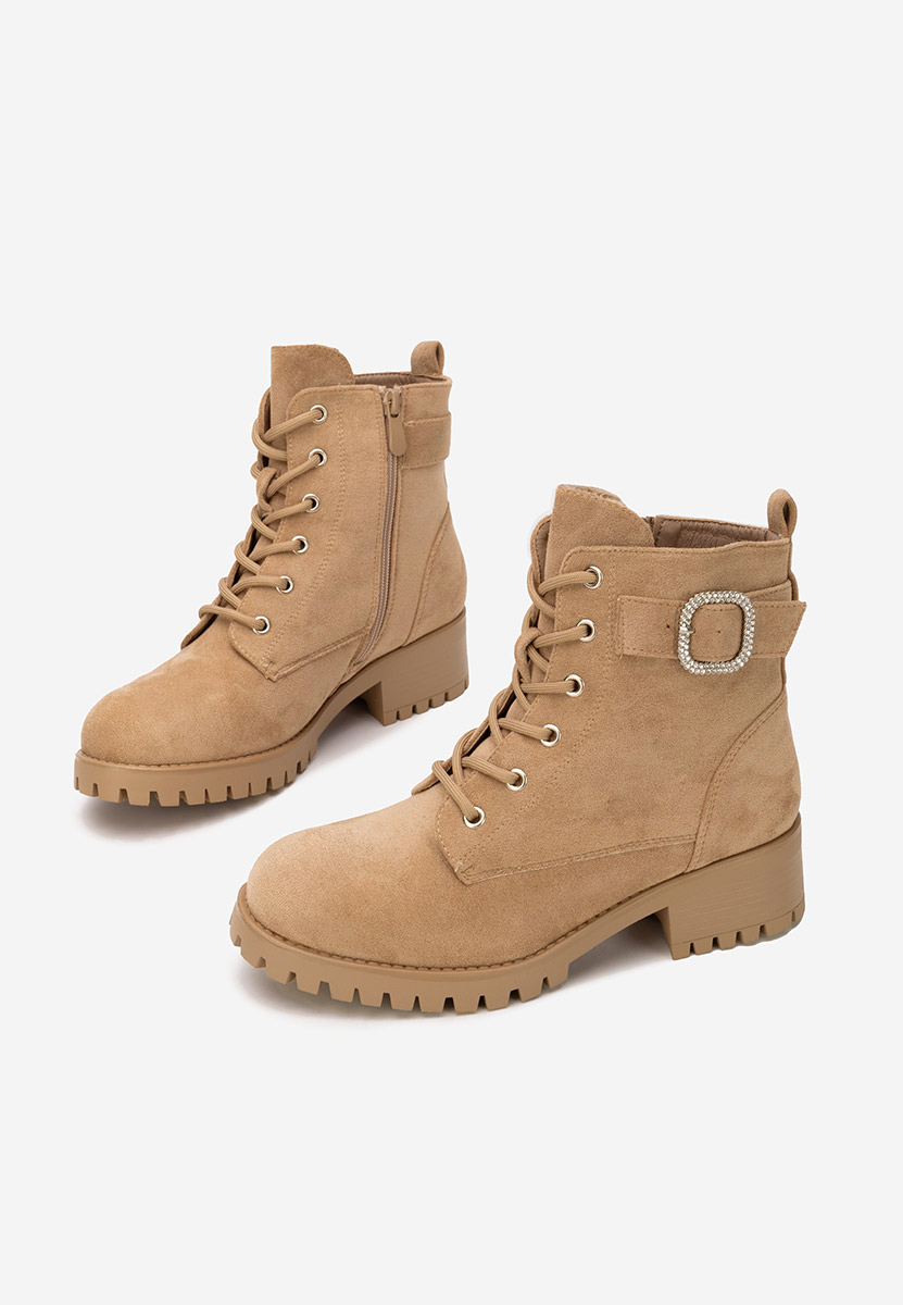 Khaki botki płaskie Garneta