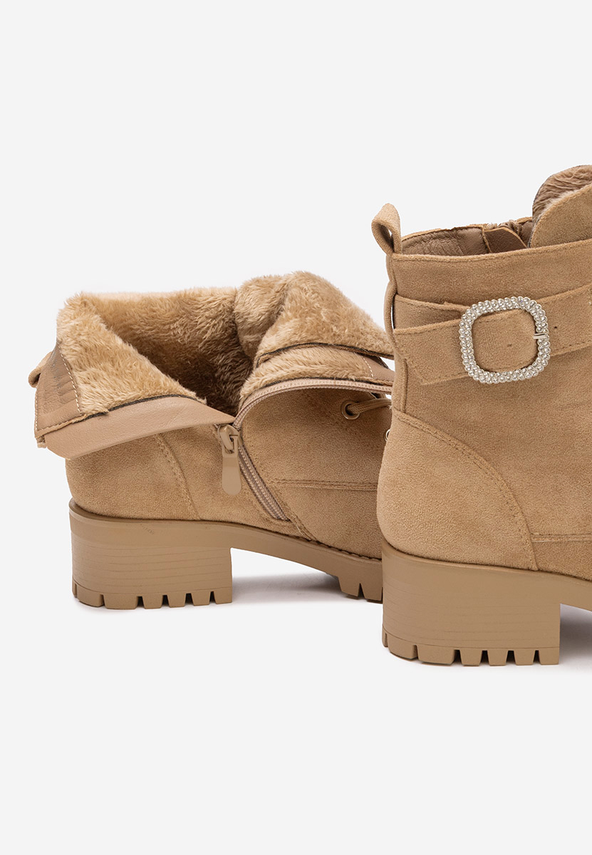 Khaki botki płaskie Garneta