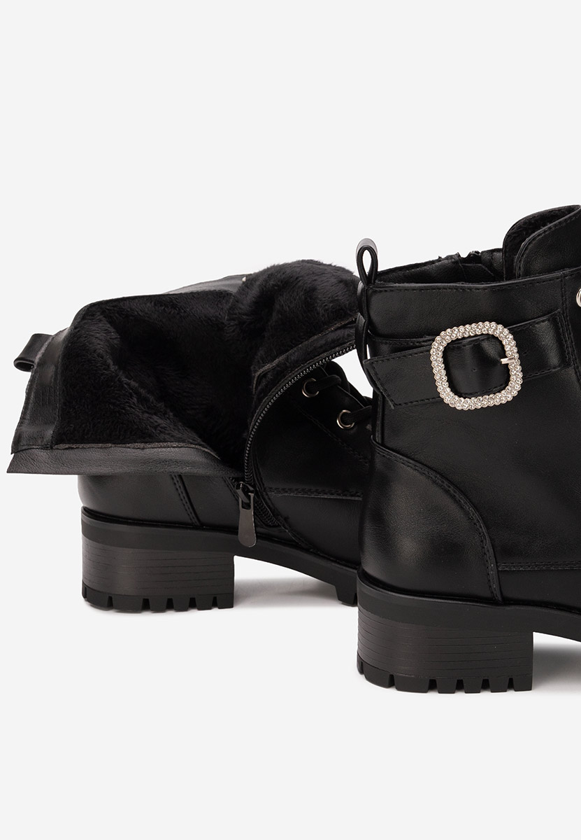 Czarne botki płaskie Garneta V2