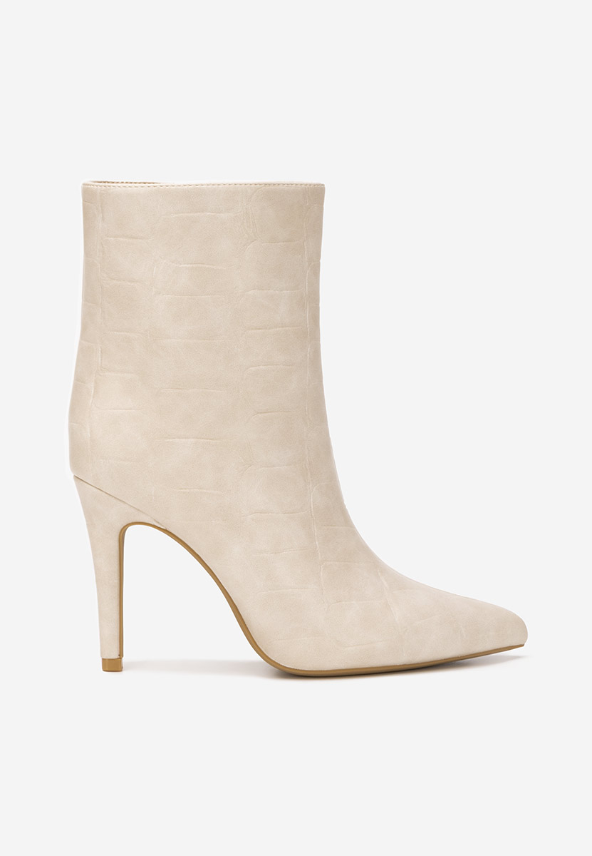 Beżowe botki na szpilce Selvaris
