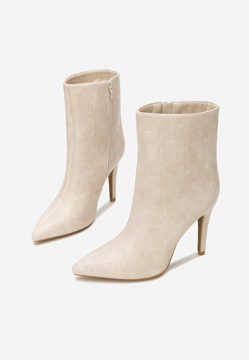 Beżowe botki na szpilce Selvaris