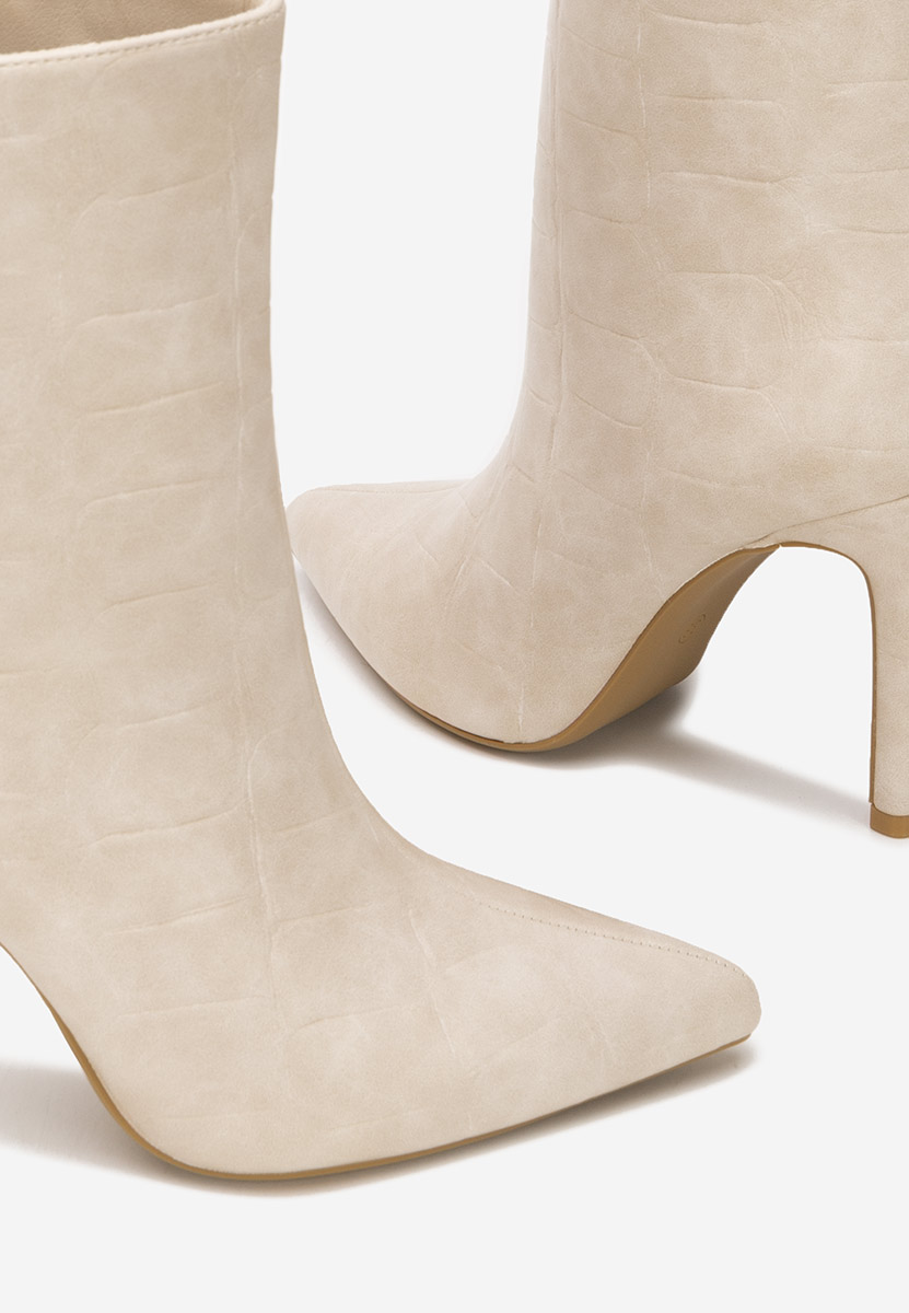 Beżowe botki na szpilce Selvaris