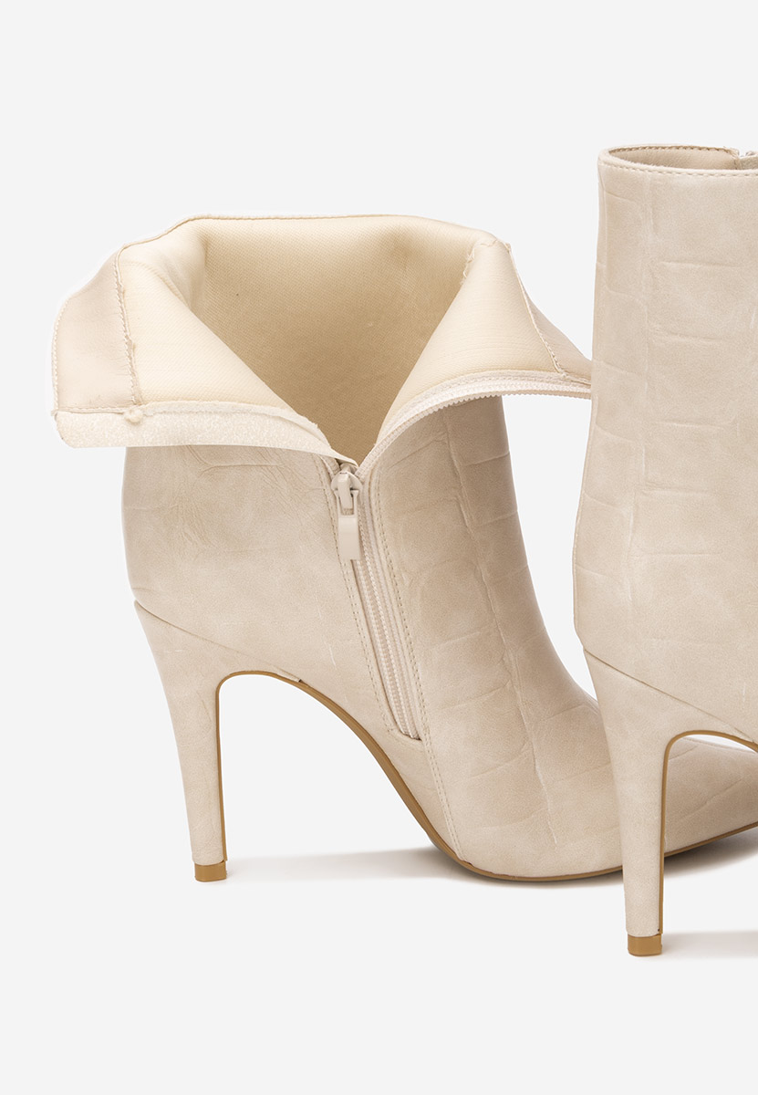 Beżowe botki na szpilce Selvaris