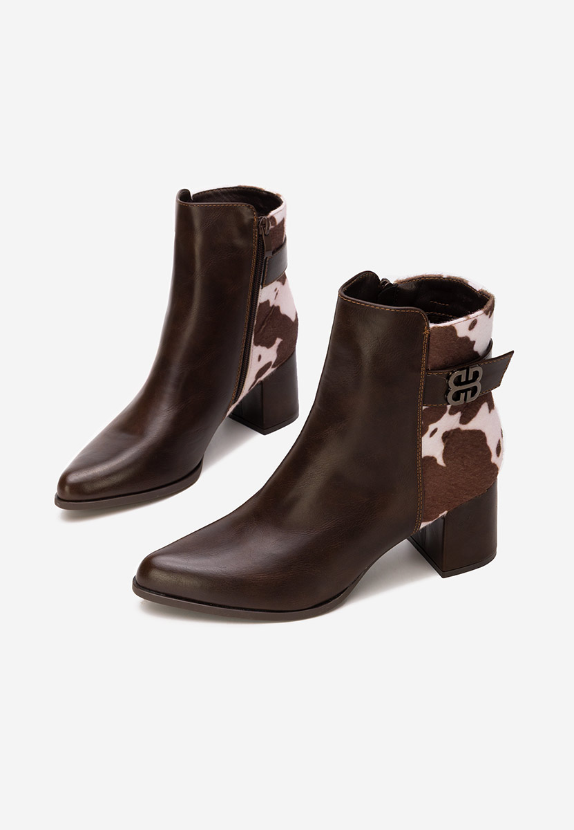 Brązowe botki na słupku Marivora