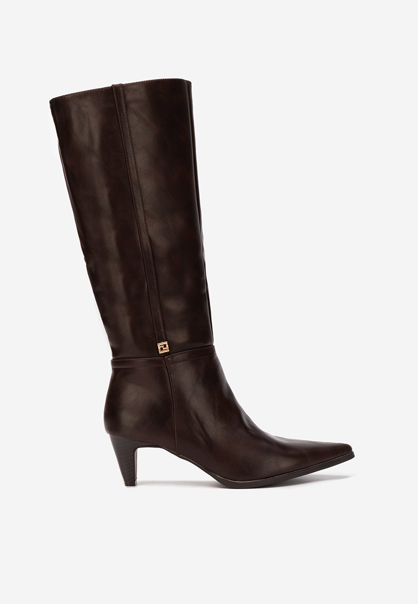 Brązowe kozaki na obcasie Clorina