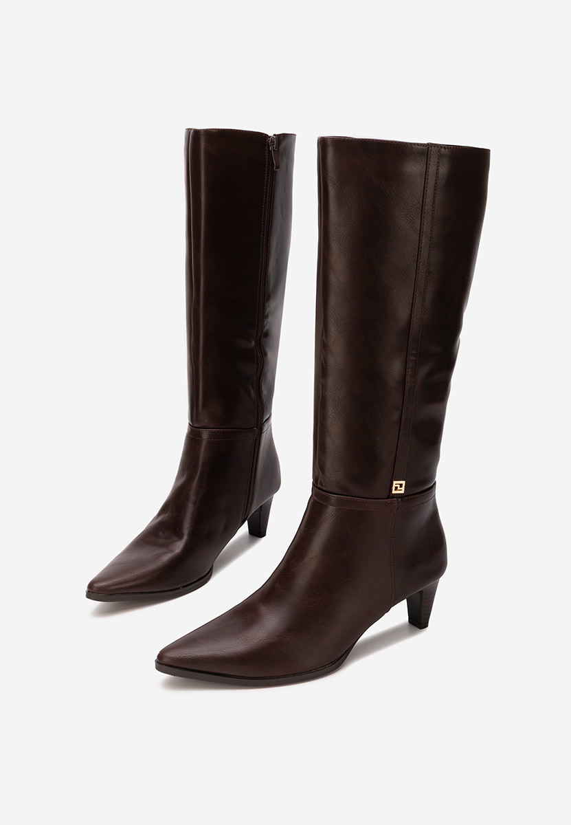 Brązowe kozaki na obcasie Clorina