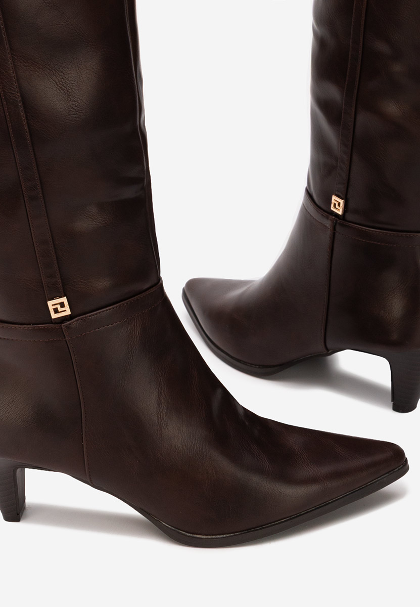 Brązowe kozaki na obcasie Clorina