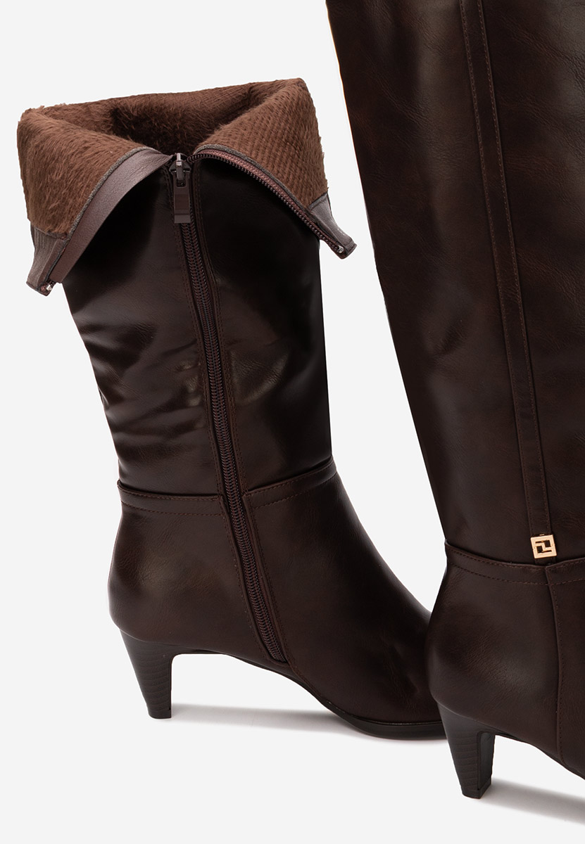 Brązowe kozaki na obcasie Clorina