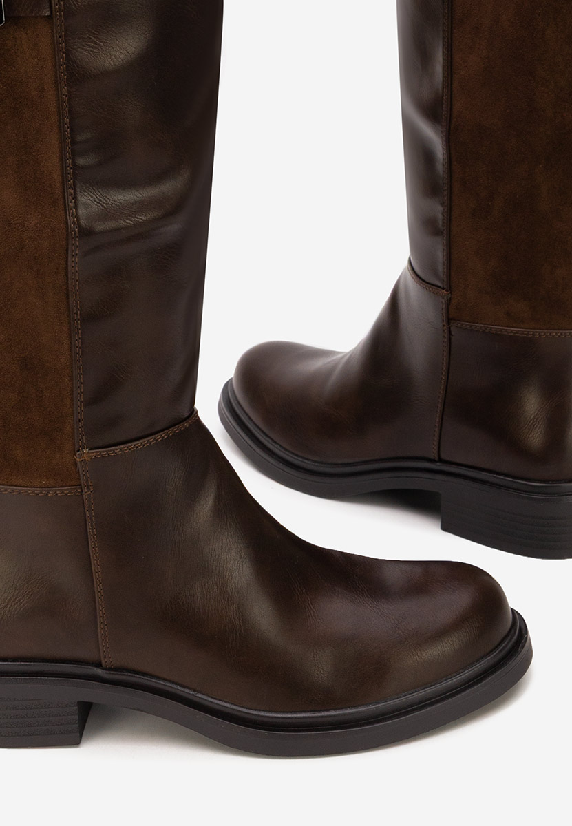 Brązowe kozaki damskie Ludica