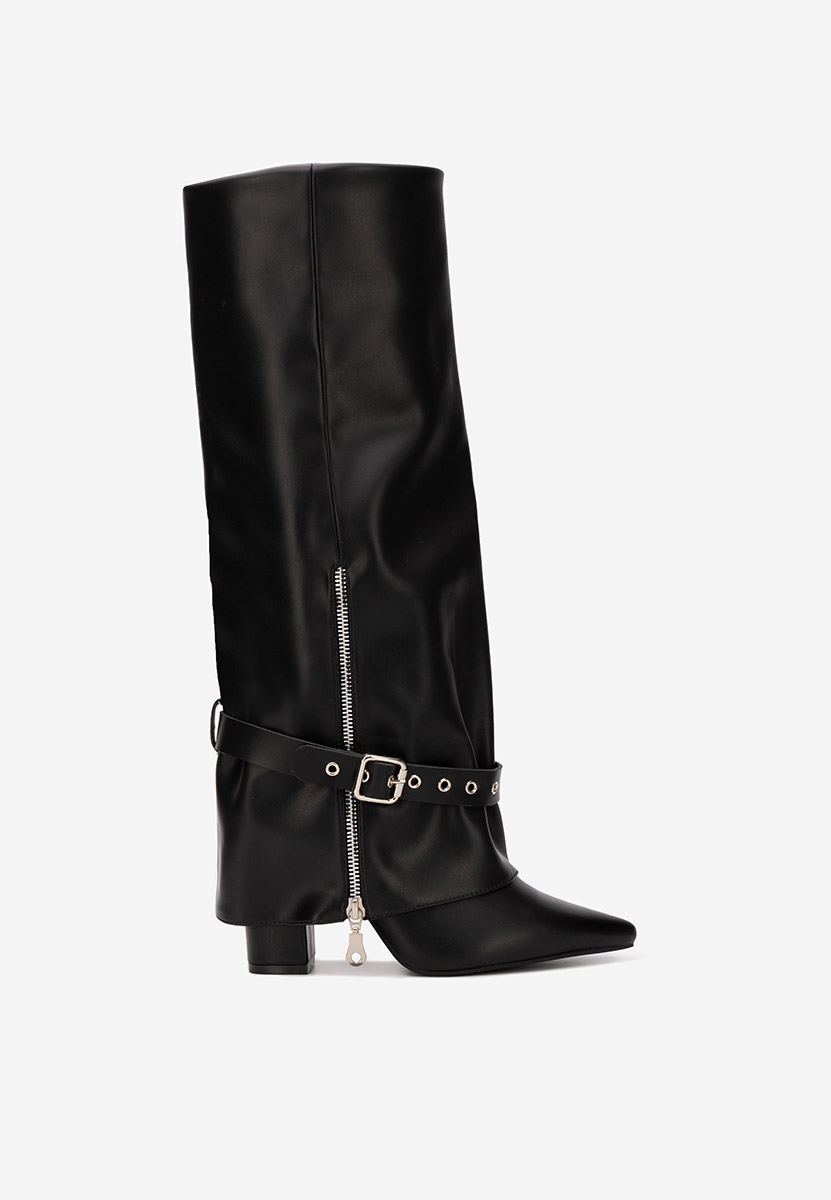 Czarne kozaki na słupku Scotia V2