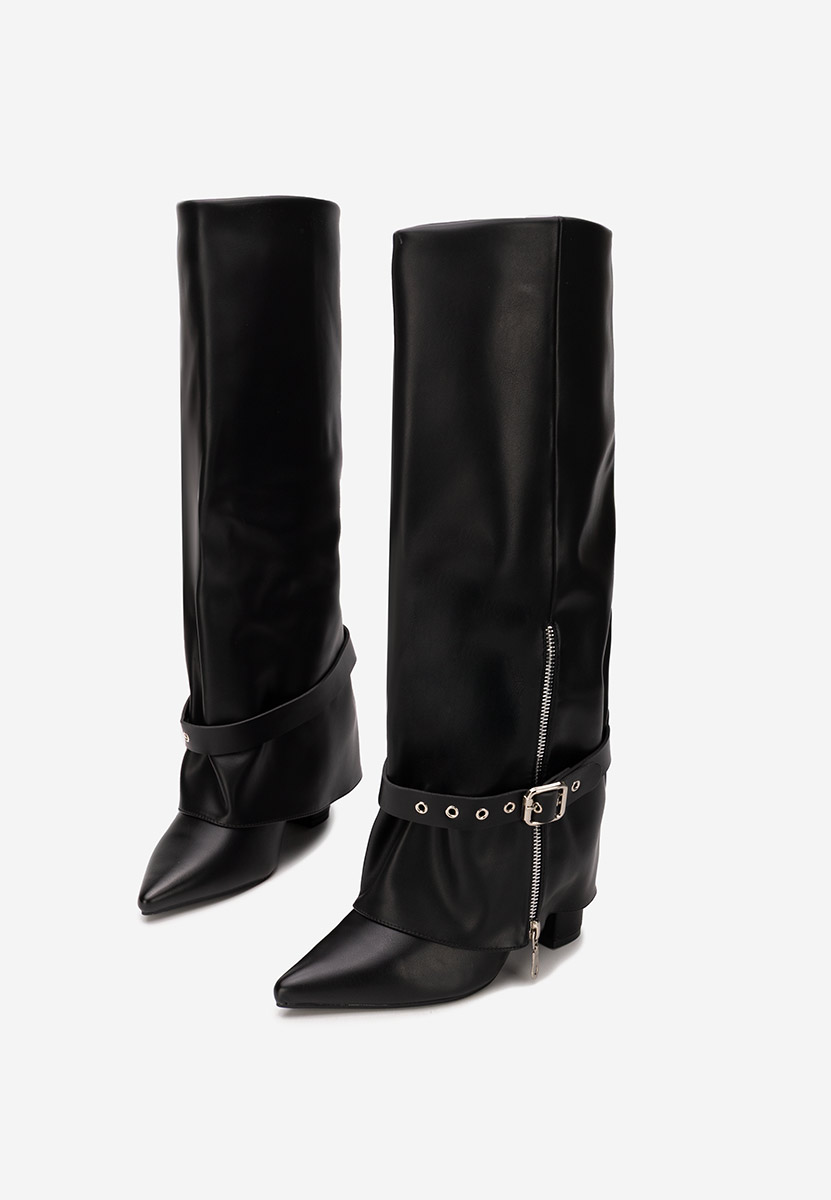 Czarne kozaki na słupku Scotia V2