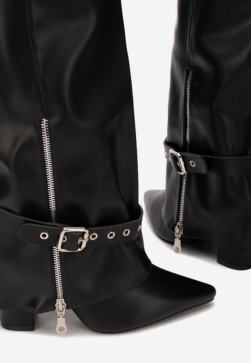 Czarne kozaki na słupku Scotia V2