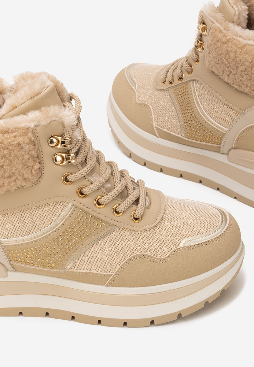 Khaki sneakersy na platformie Nabila