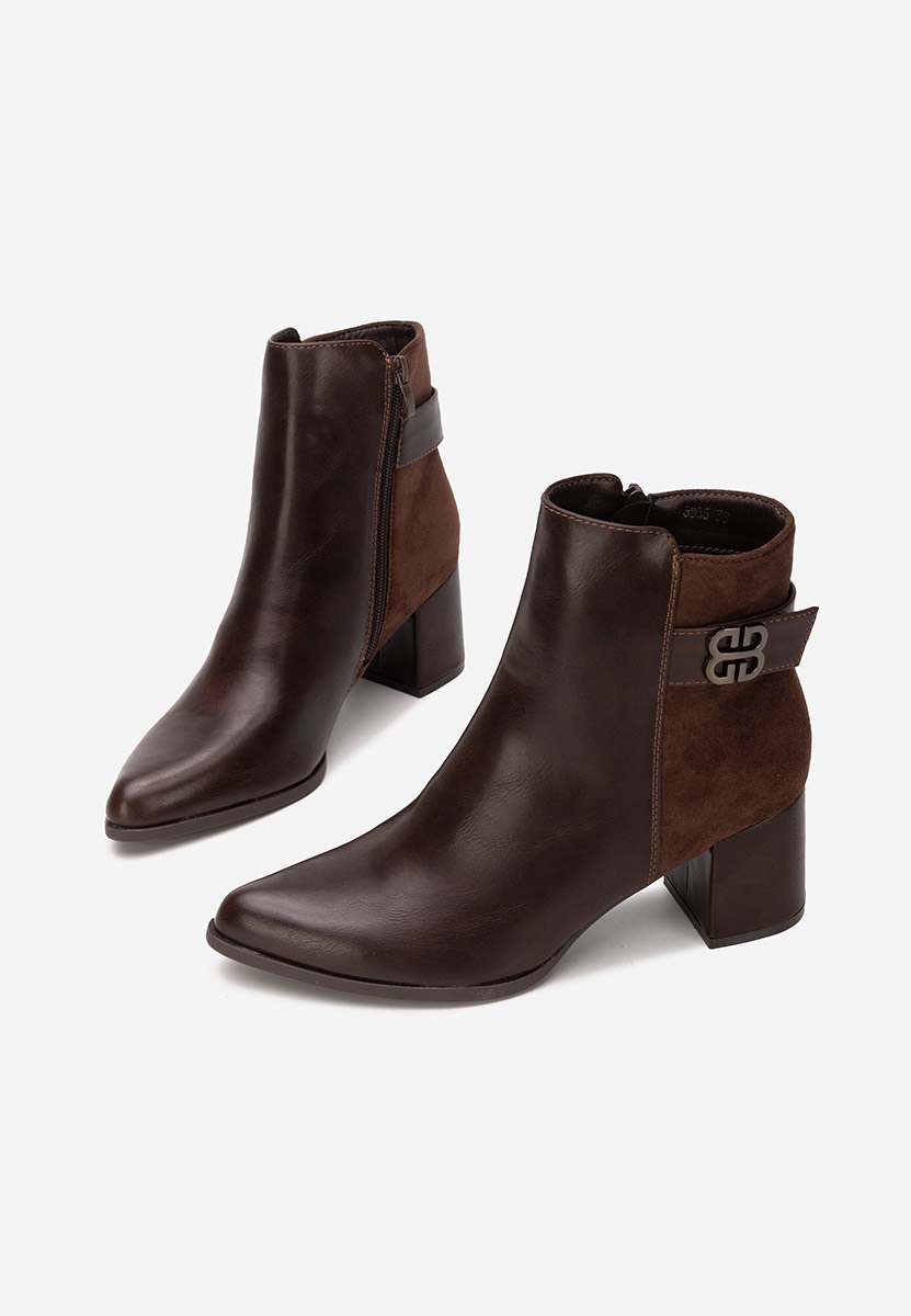 Brązowe botki na słupku Marivora V2