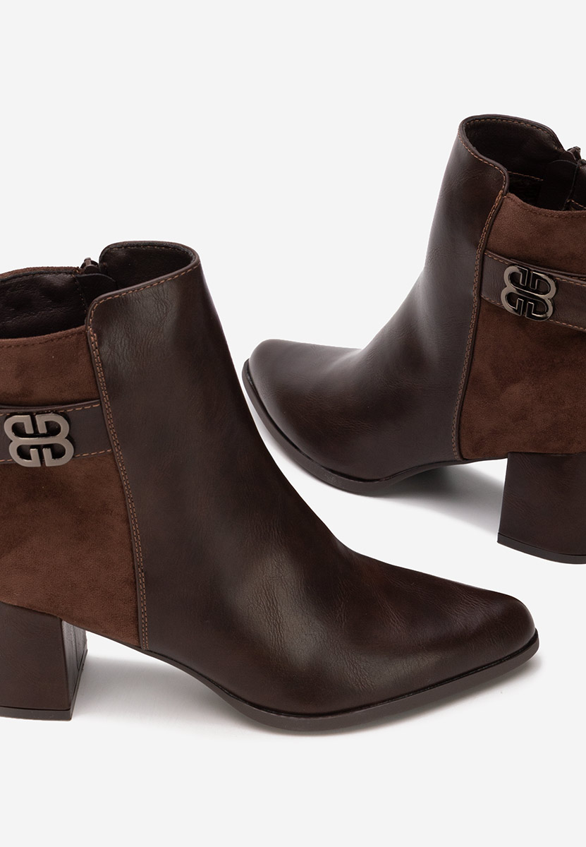 Brązowe botki na słupku Marivora V2