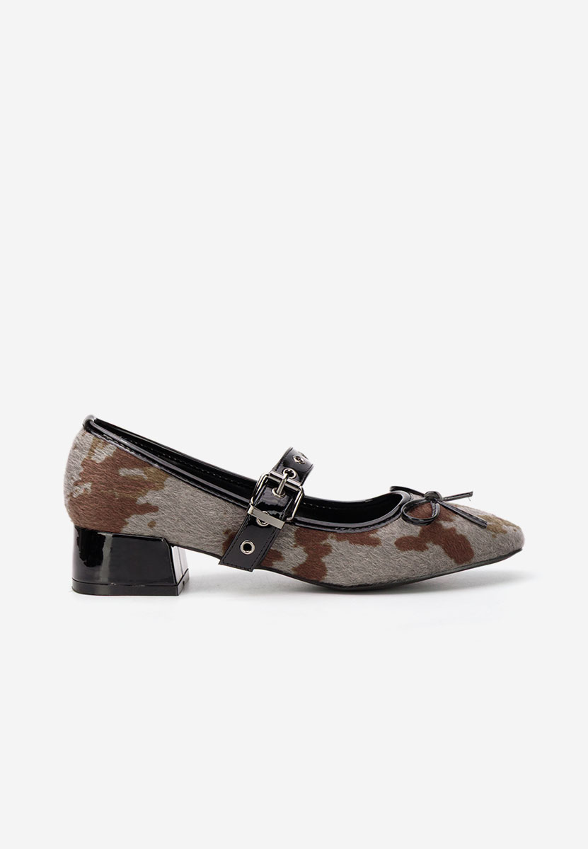 Szare czółenka na niskim obcasie Blivira