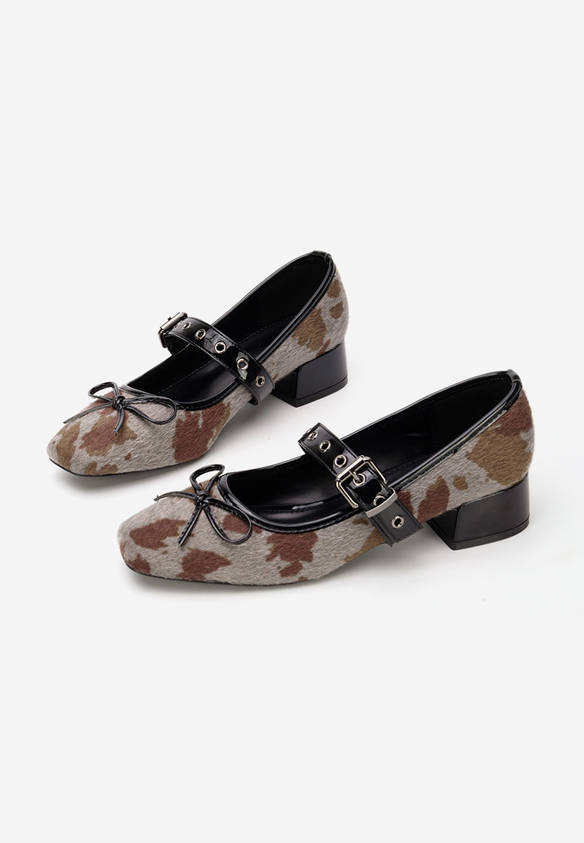 Szare czółenka na niskim obcasie Blivira