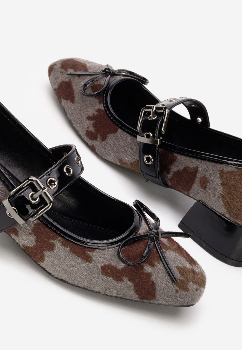 Szare czółenka na niskim obcasie Blivira