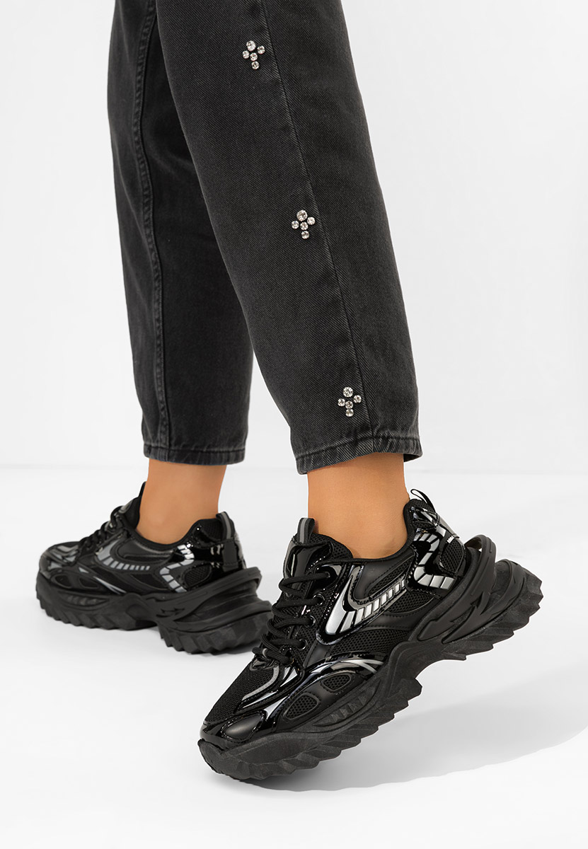 Czarne sneakersy na platformie Jacalyn
