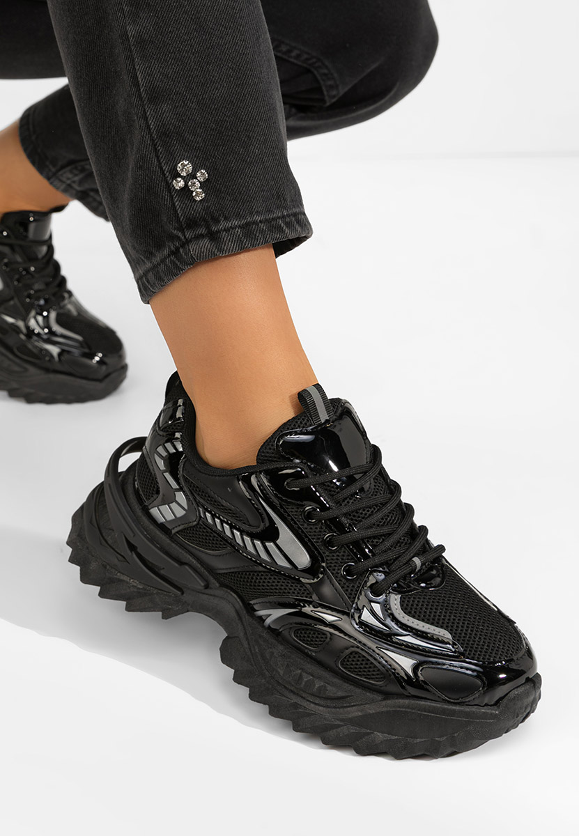 Czarne sneakersy na platformie Jacalyn