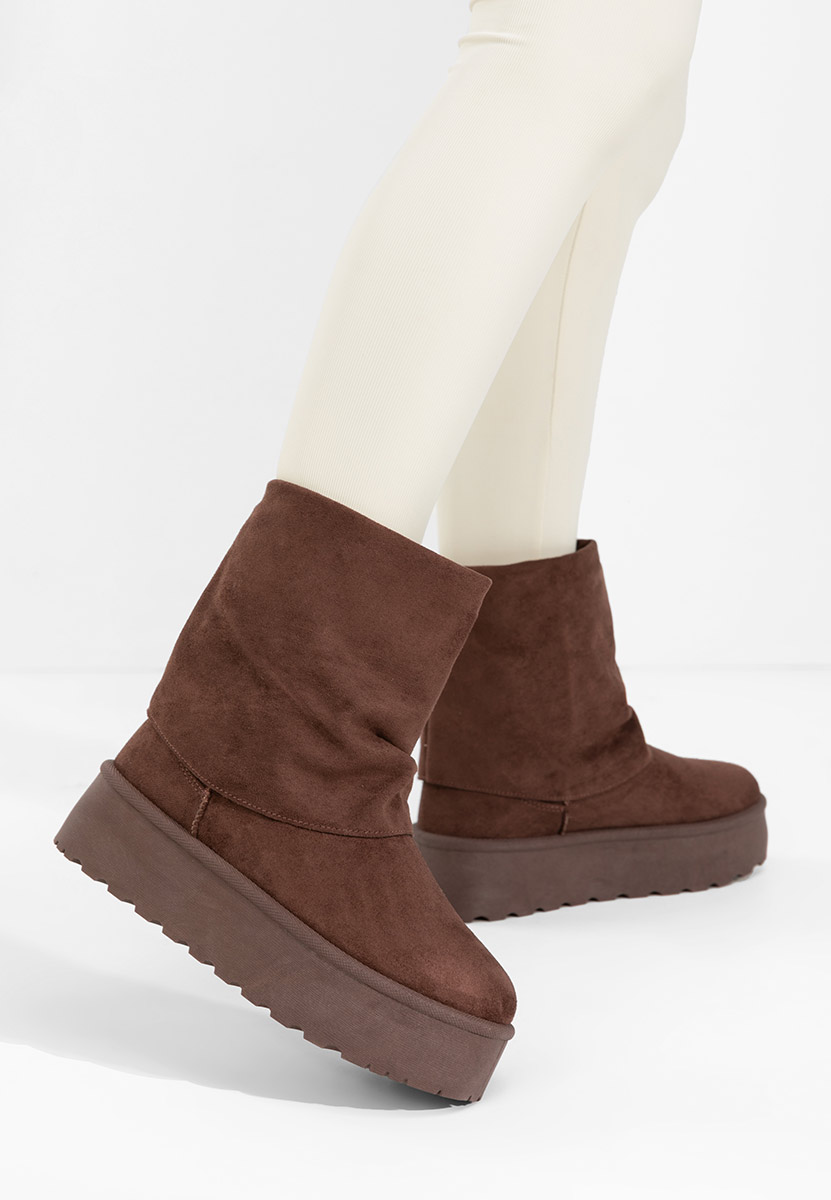 Brązowe śniegowce damskie na platformie Janesia