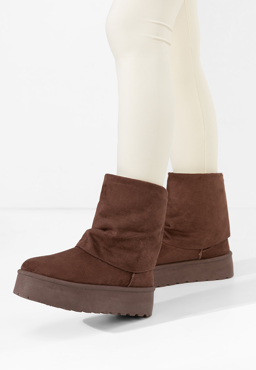 Brązowe śniegowce damskie na platformie Janesia
