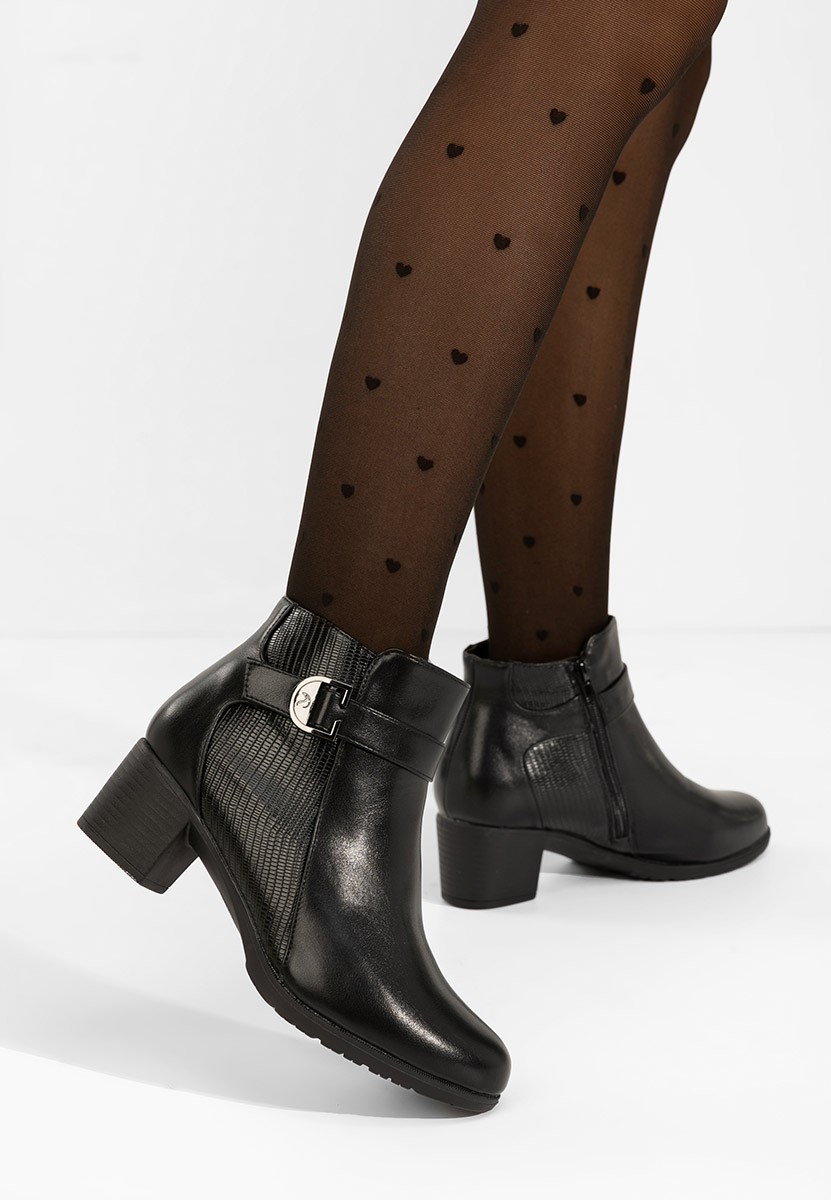 Czarne botki na słupku Gros Senvira