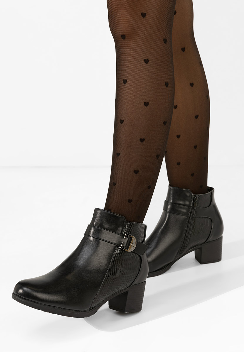 Czarne botki na słupku Gros Senvira