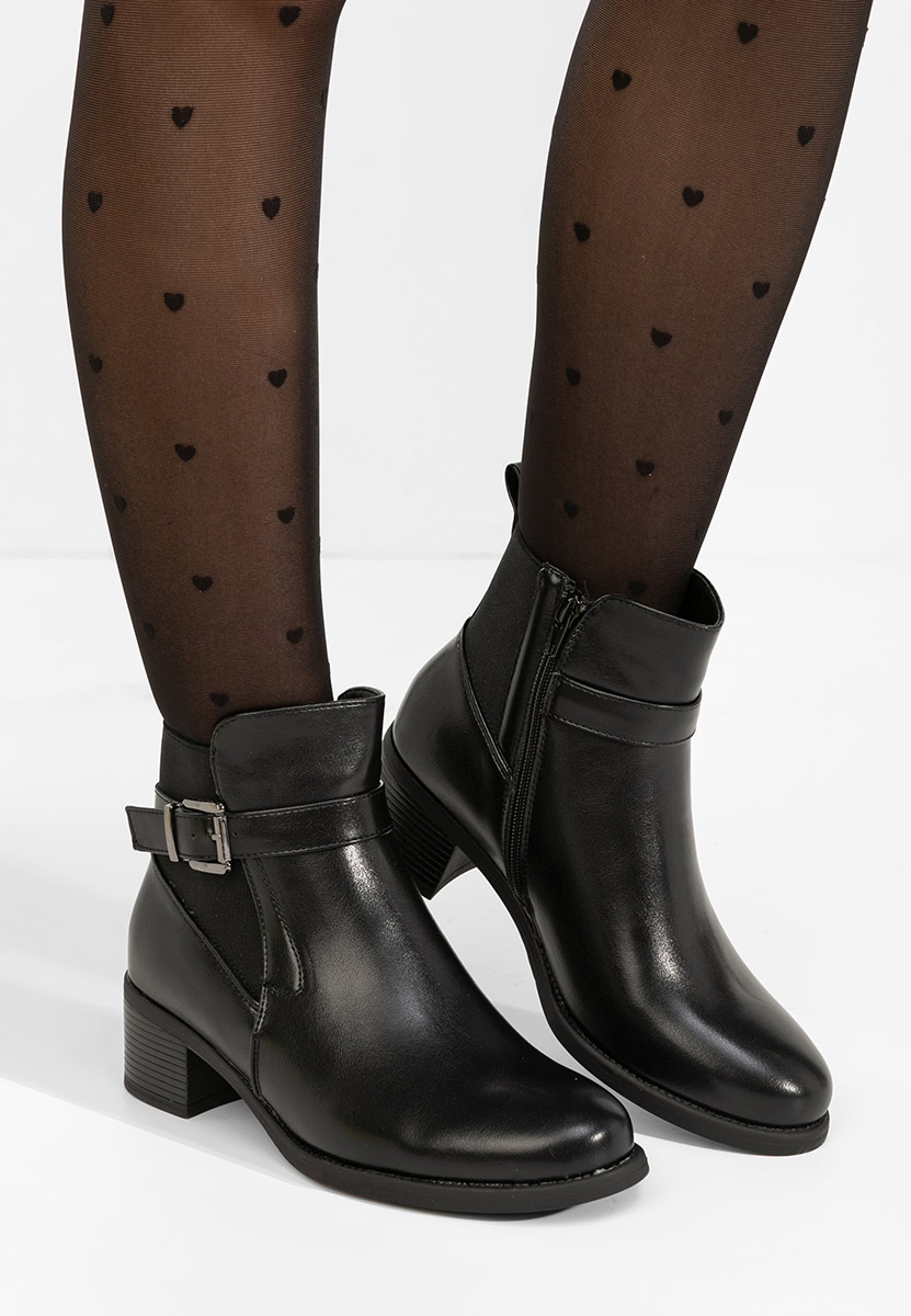 Czarne botki na słupku Tivara