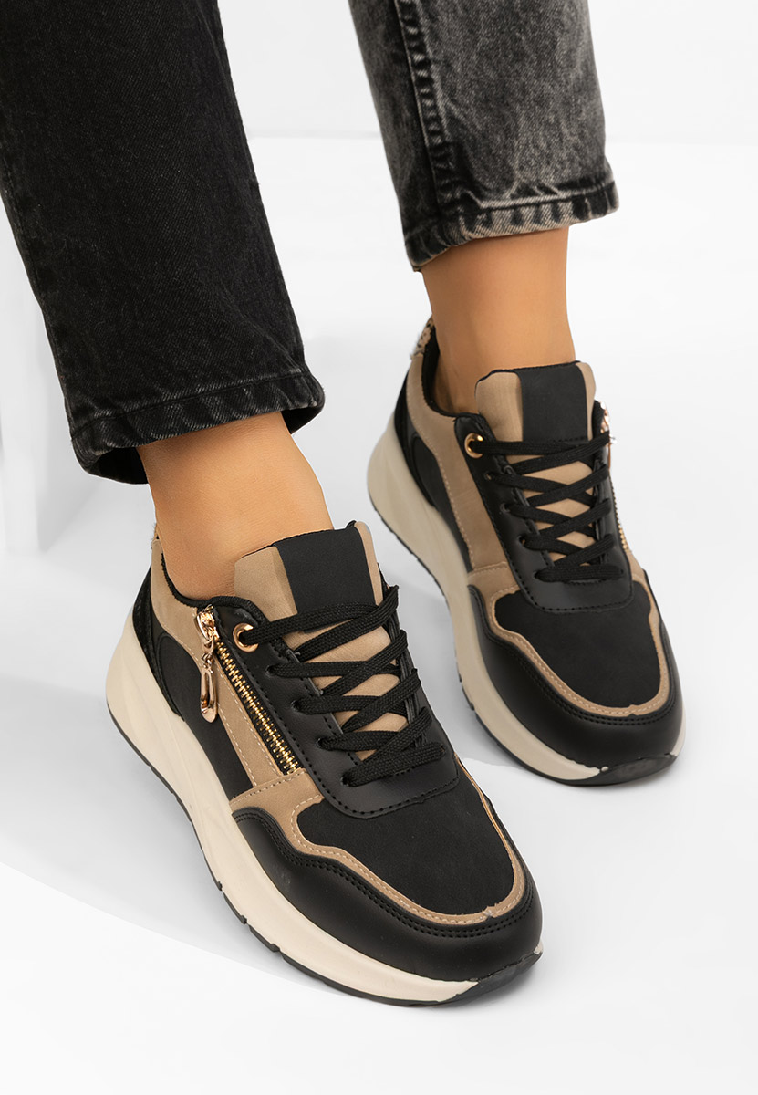 Czarne sneakersy na platformie Ziania