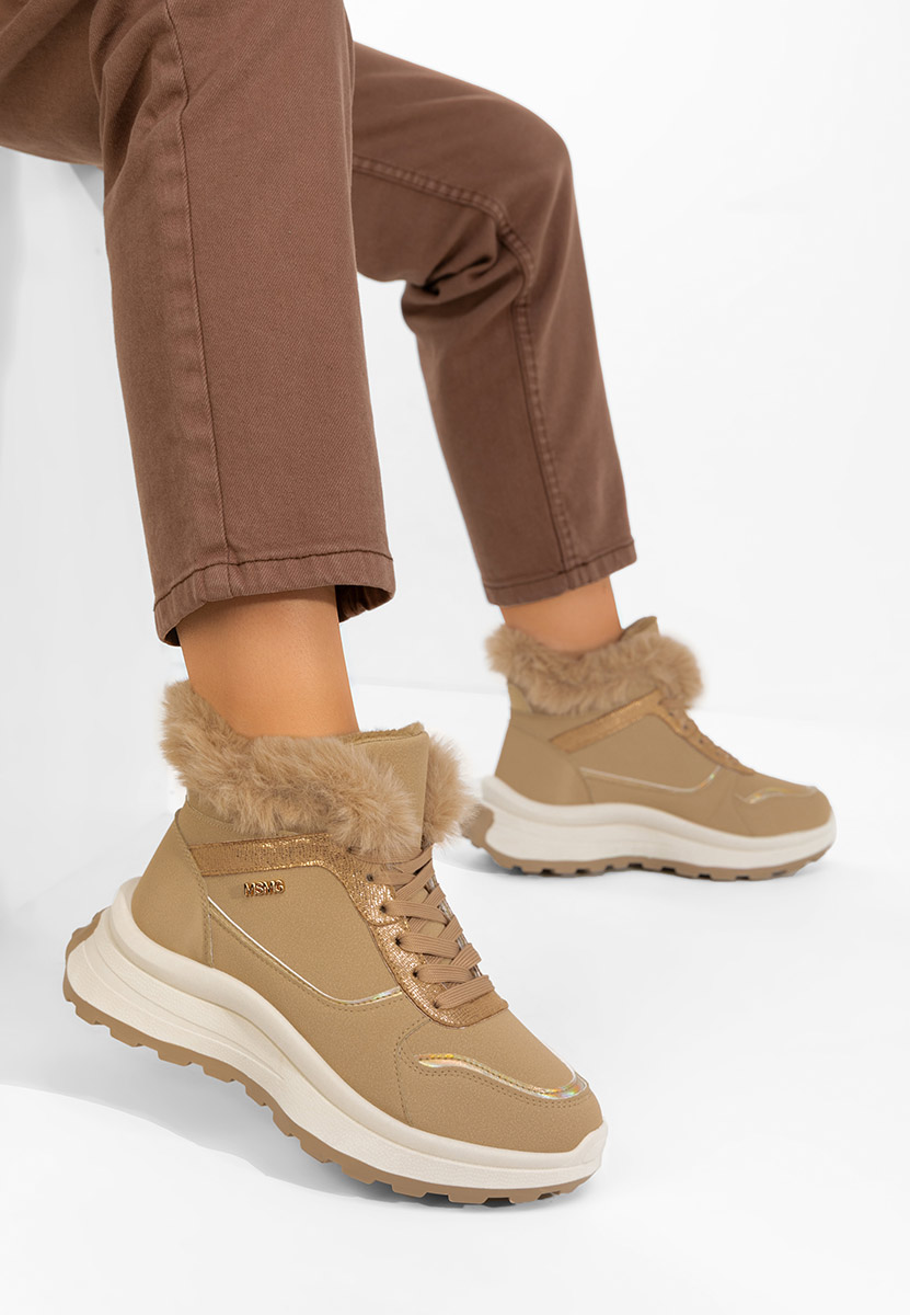 Khaki zimowe sneakersy damskie Toska