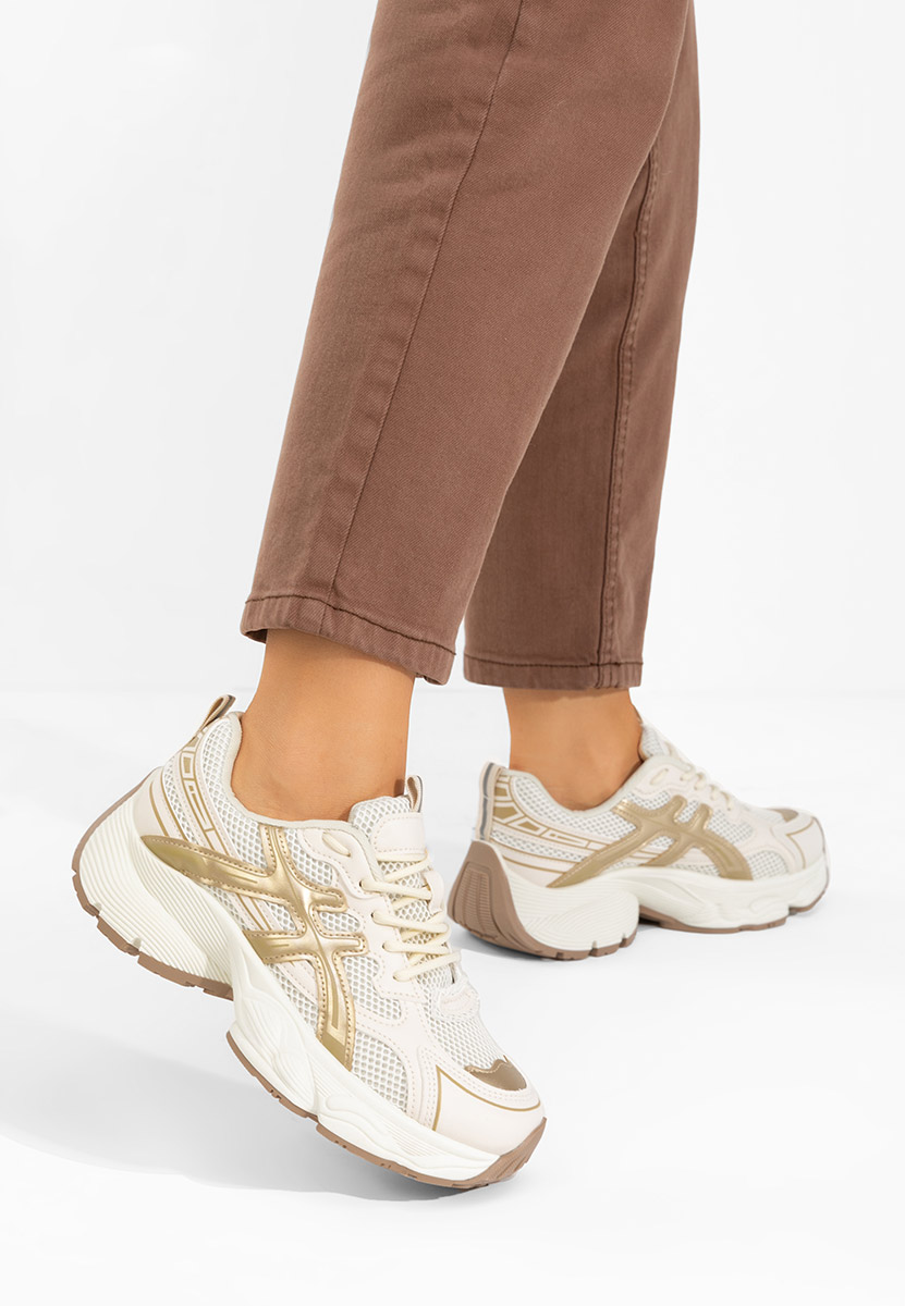 Beżowe sneakersy na koturnie Kaliora V2 Beżowe sneakersy na koturnie Kaliora V2