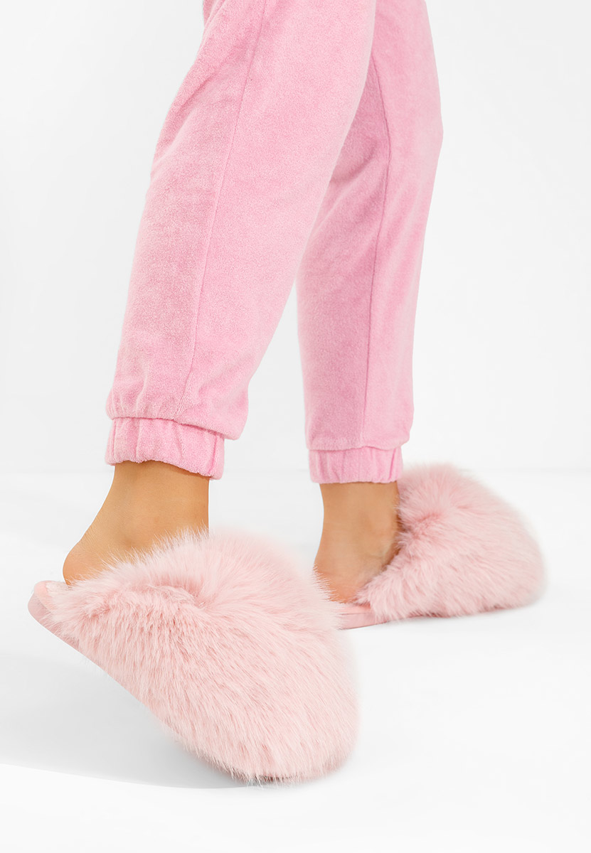 Różowe klapki z futerkiem Vesoria Różowe klapki z futerkiem Vesoria
