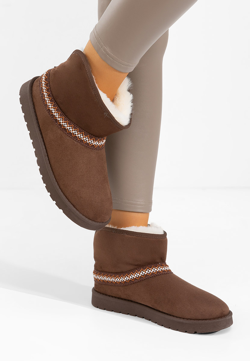 Brązowe botki damskie ocieplane Aliona Brązowe botki damskie ocieplane Aliona