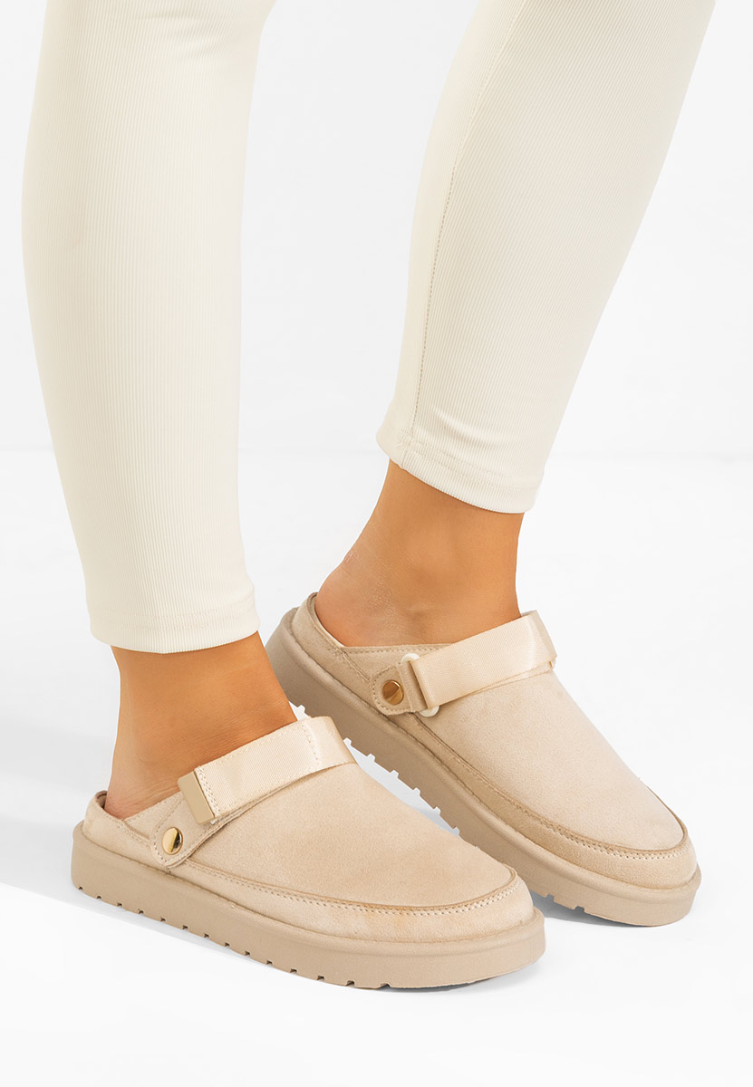 Beżowe drewniaki Simiona