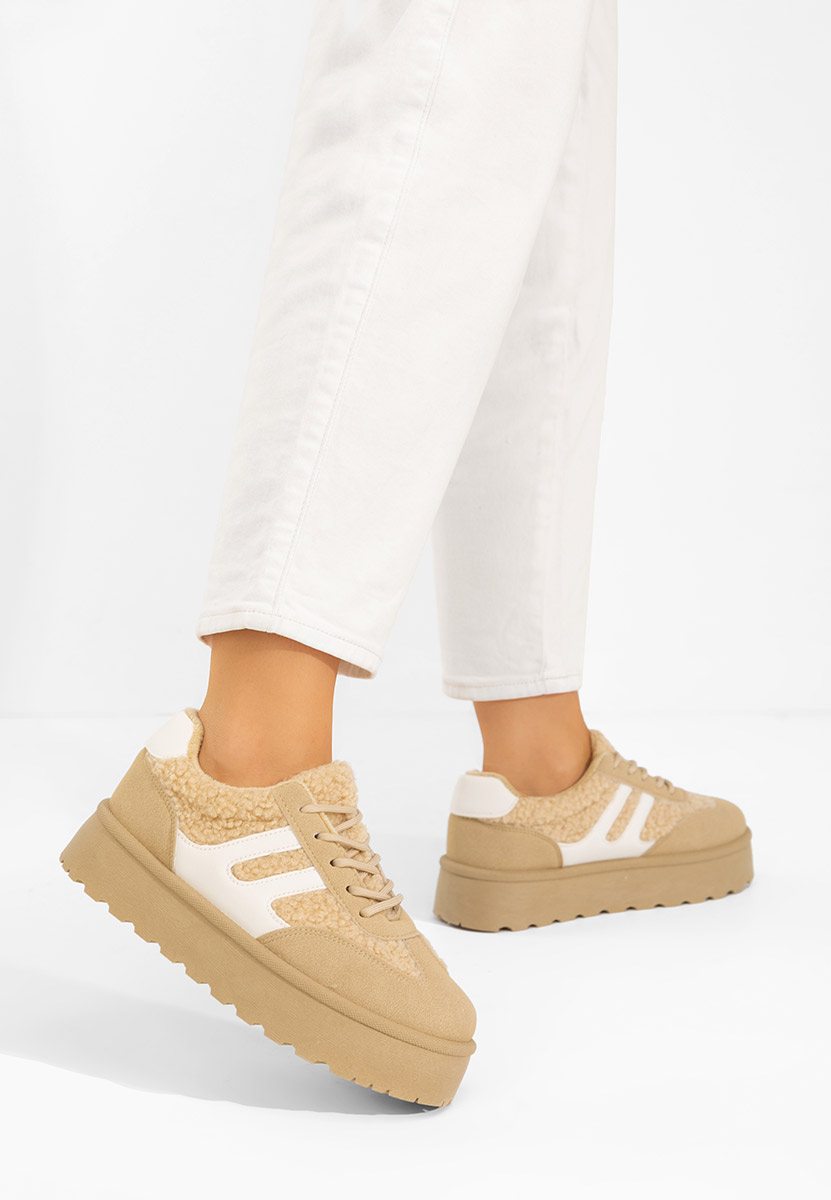 Khaki sneakersy na platformie Luniva
