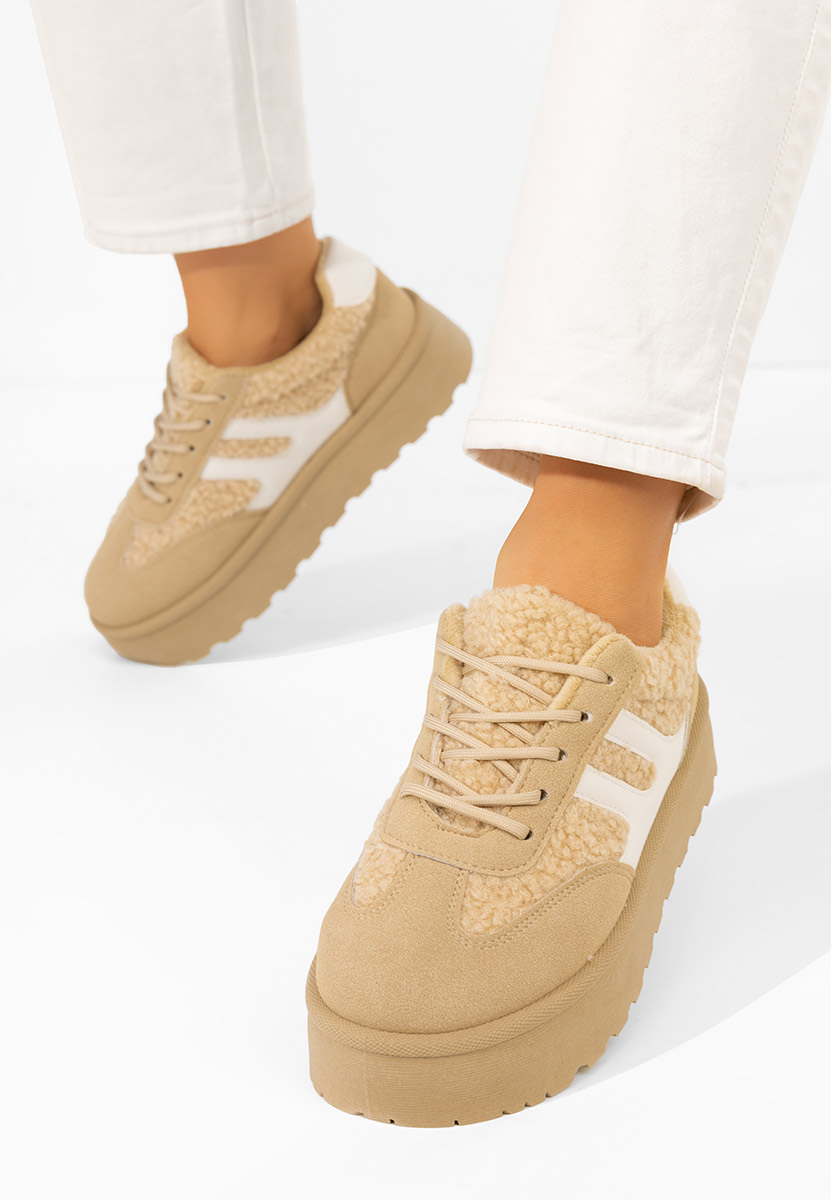 Khaki sneakersy na platformie Luniva